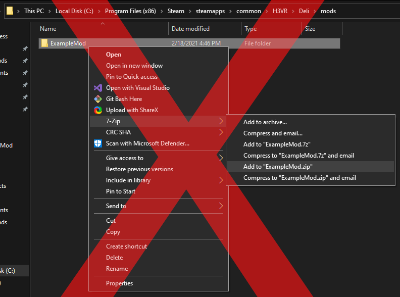 Example of improperly zipping a mod