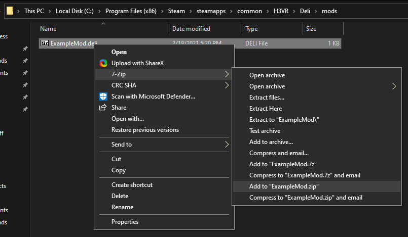 Example of a mod file in a zip file